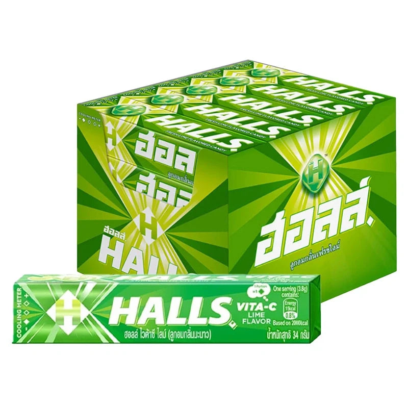 HALL'S Halls Candy Fresh Lime, 20-piece pack of lime-flavored lozenges in dry grocery snack packaging