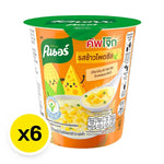 Knorr Cup Porridge Corn Cheese Flavor 28g, dry grocery product with a prepared porridge in a cup featuring corn and cheese ingredients.