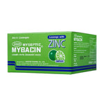 Mybacin Zinc Lemon 10-tablet pack of dry grocery snacks, featuring lemon-flavored zinc lozenges on a sheet with 20 individual tablets.