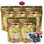 Sriwanna Freeze Dried Durian Monthong 50g in clear packaging, showing golden dried durian pieces from SRIWANNA brand.