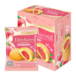 Dewberry Peach Puff Cake 15g snack pack, crispy confectionery treat with peach flavor, displayed in a clear wrapper.