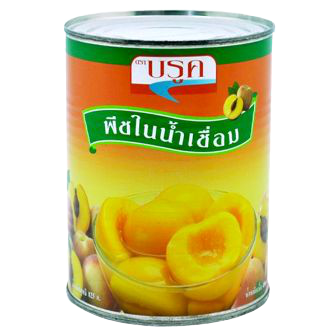 Brook Peach Halve in Sirup, canned peach halves in syrup, ideal for desserts or snacking, shown in a labeled grocery product image.