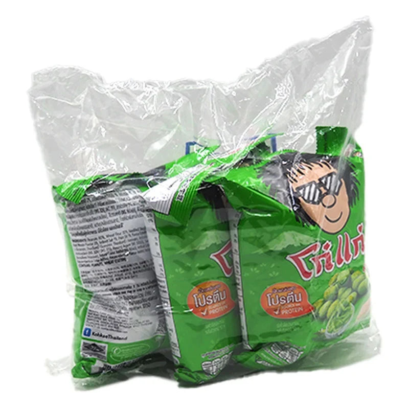 KOHKAE Peanut Wasabi snacks in 75g packs, crispy dry grocery confectionery with a spicy wasabi flavor and crunchy peanut texture
