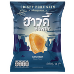 Crunchy Howdy Crispy Pork Skin in Classic Flavor, close-up of textured pork snack for confectionery lovers