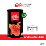 Tasto Signature Inclusion Crisps Carolina Reaper snack pack with six 42g bags, featuring spicy, fiery hot pepper flavor.