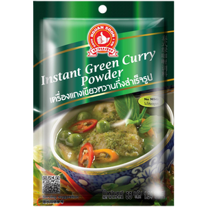 Nguan Soon Instant Green Curry Powder in a jar, ready for making flavorful green curry dishes in the grocery section.