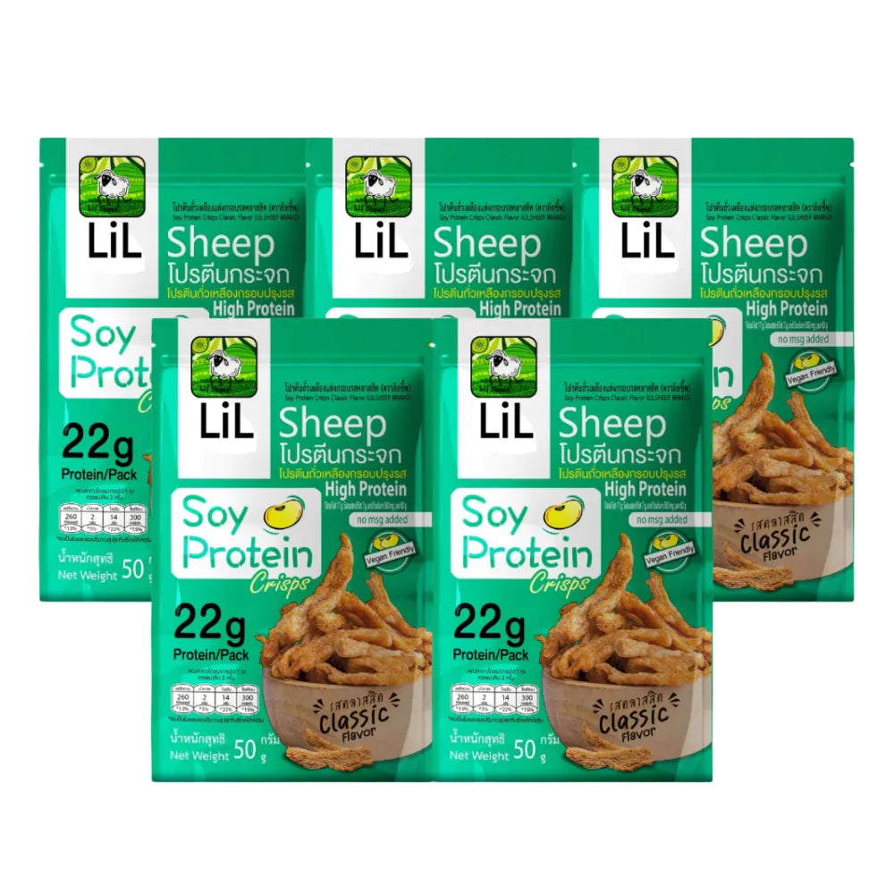 Lilsheep Glass Protein Set in classic flavor, featuring high-iron snack confections with colorful packaging and glass containers.