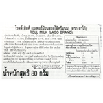 Lago Roll Break Milk confectionery snack in packaging, featuring creamy milk flavor and colorful branding.