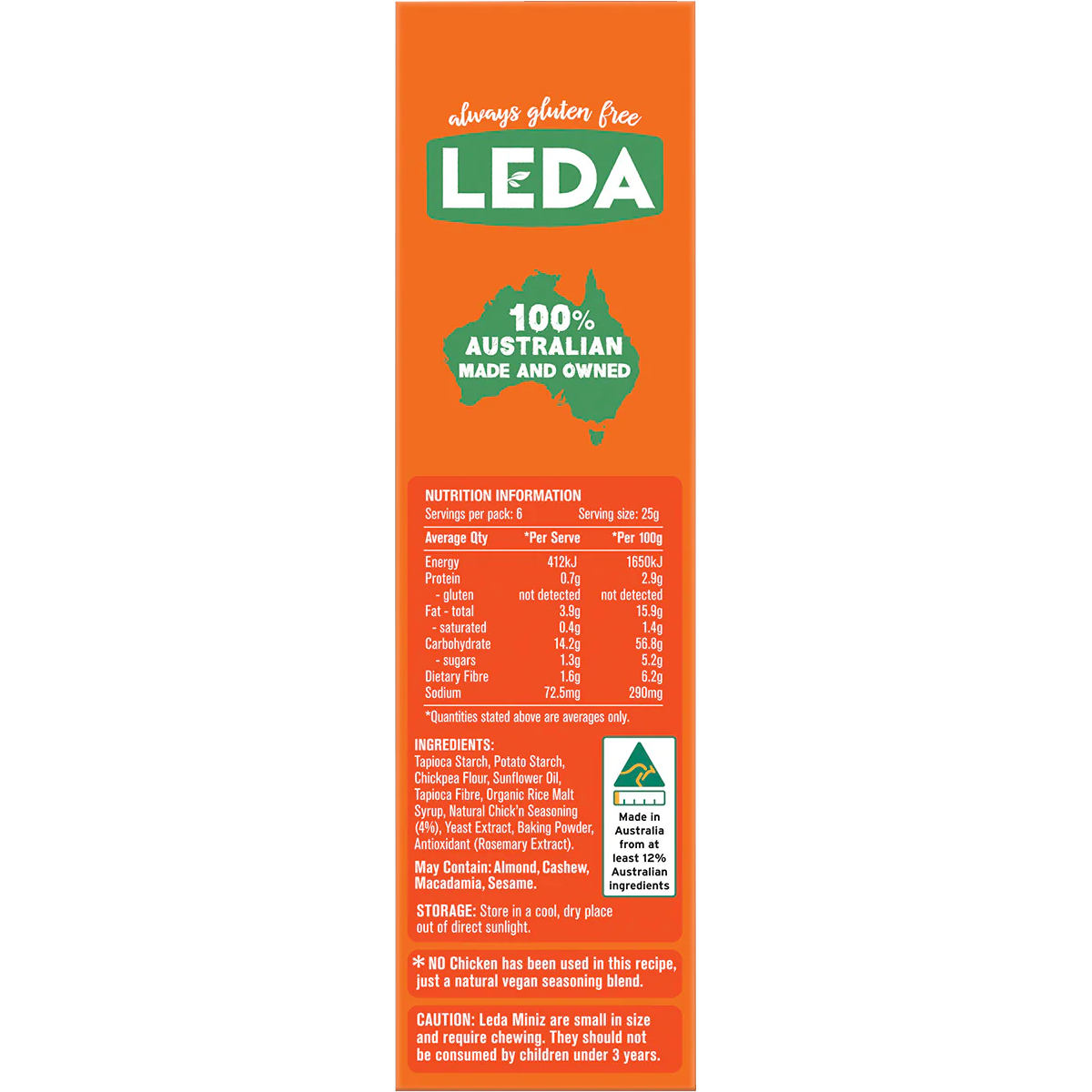 Leda Cracker Miniz Chick N, confectionery snack with crispy cracker bites and chick flavor, shown in a close-up image.