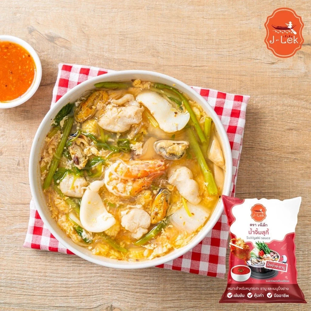 J-LEK Sukiyaki Sauce dry grocery bag, 000g, with image of the packaged sauce for Japanese cooking and flavor enhancement.