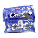 Cream-O Cookies Chocolate Vanilla snack pack, six 67.5g boxes, featuring creamy chocolate and vanilla-flavored cookies.