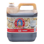 Maekrua Oyster Sauce 4.5L bottle, popular dry grocery item, with a clear label and red cap, used for cooking and seasoning.