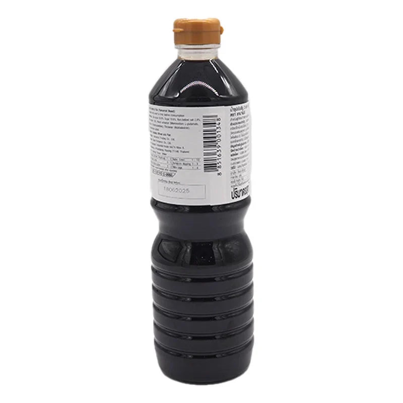 Yamamori Tsuyu No Moto 3 Bai 1L bottle of Japanese dipping sauce for soups and broths, placed on a kitchen counter.