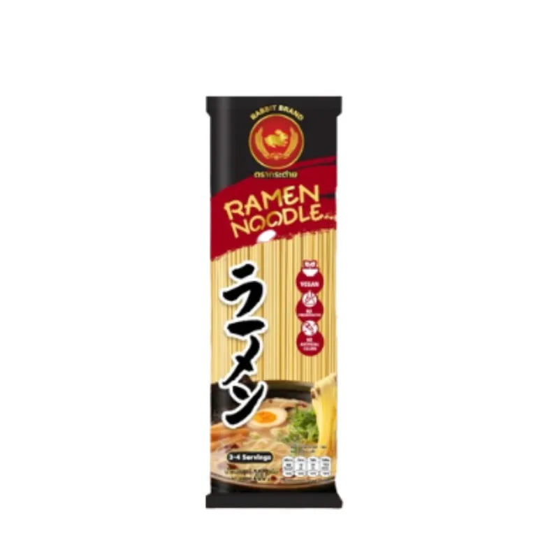 Dry grocery image of Rabbit Brand Ramen Noodles 200g, instant noodle package with colorful branding and product details.