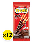 TIVOLI Biscuit Stick coated with chocolate, 20g, dry grocery snack, close-up view of crunchy biscuit with chocolate coating