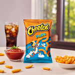 Cheetos Puffs confectionery snacks in a colorful bag with crispy, cheesy puff snacks visible inside.