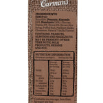 Carman's Almond Hazelnut & Vanilla Nut Bars showing three bars with almonds, hazelnuts, vanilla flavoring, and packaging.