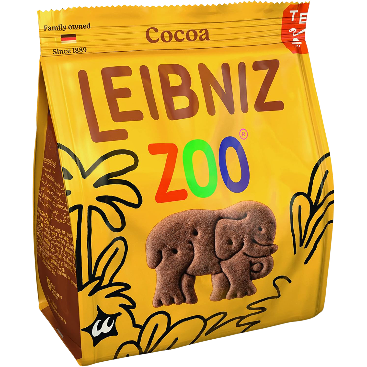 Bahlsen Leibniz Zoo Jungle biscuits featuring animal-shaped cookies in colorful packaging, ideal for snack lovers.
