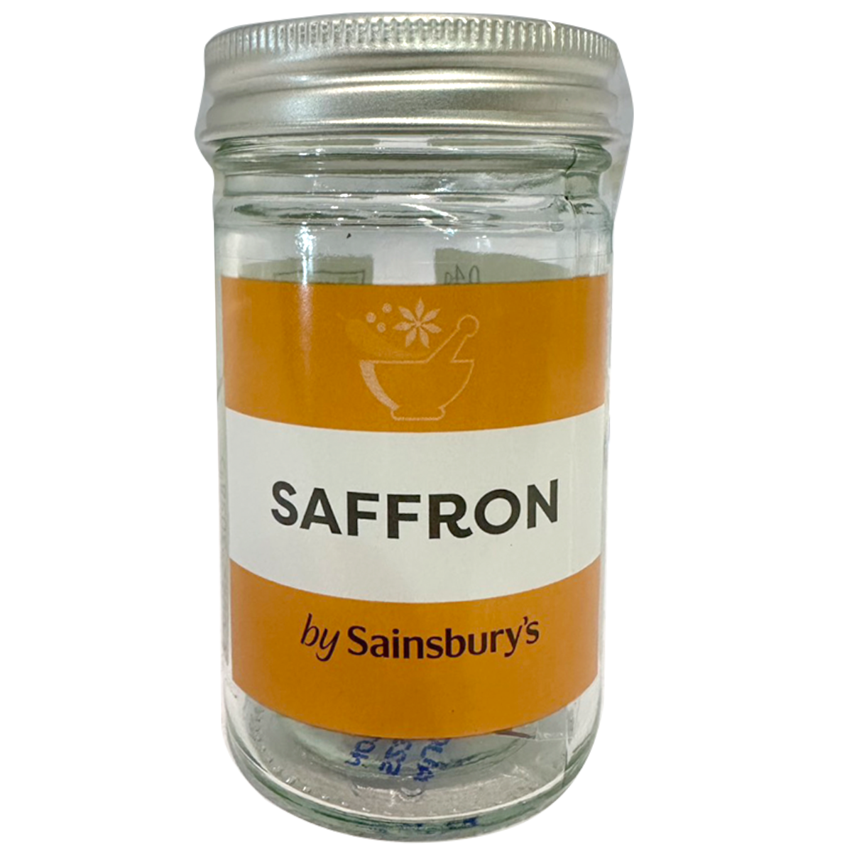 Sainsbury's saffron spice jar with saffron threads inside, showcasing the product���s packaging and vibrant red saffron strands