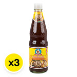DEK SOM Boon Mushroom Sauce 800g, three bottles, in dry grocery category, showing the sauce bottles on a shelf