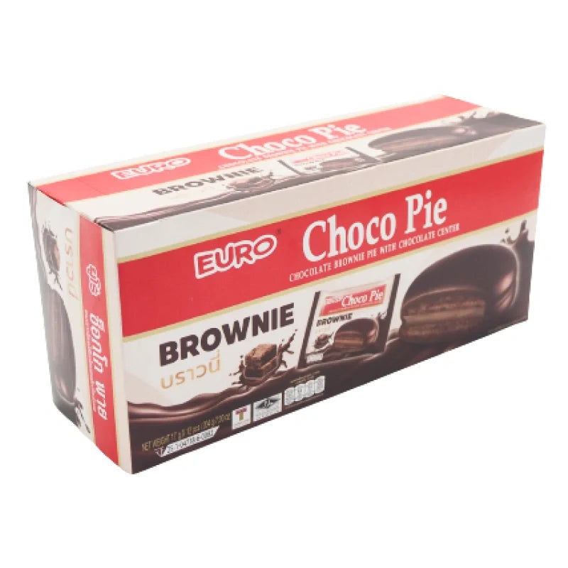 Euro Chocopie Chocolate Brownie snack pack, 17g x12, a sweet confectionery treat from Euro Chocopíe, ideal for snack cravings.