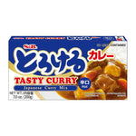 S&B Tasty Curry Japanese Mix Hot 200g dry grocery product with spicy curry seasoning in a colorful package