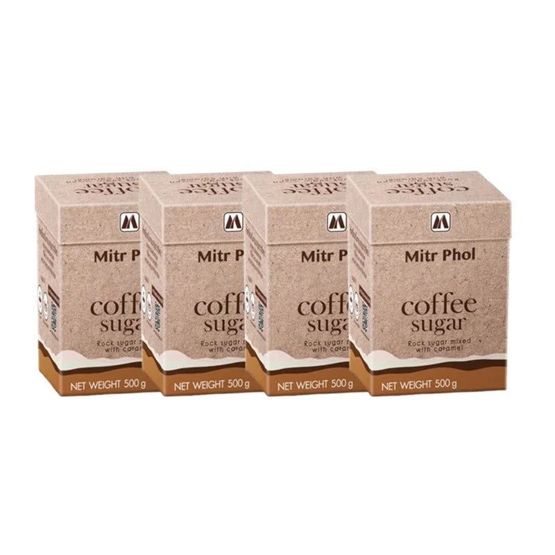 Mitrphol Sugar Coffee 500g pack, dry grocery product, showing four boxes with branding and packaging details.