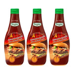Develey Spicy Burger Sauce in a dry grocery packet, featuring vibrant packaging with bold red and yellow accents.
