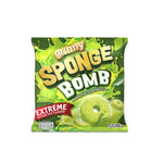 Grinny Sponge Bomb Snack Extreme Green Tea flavor, dry grocery snack, green sponge candy bites in packaging, 15g x3.
