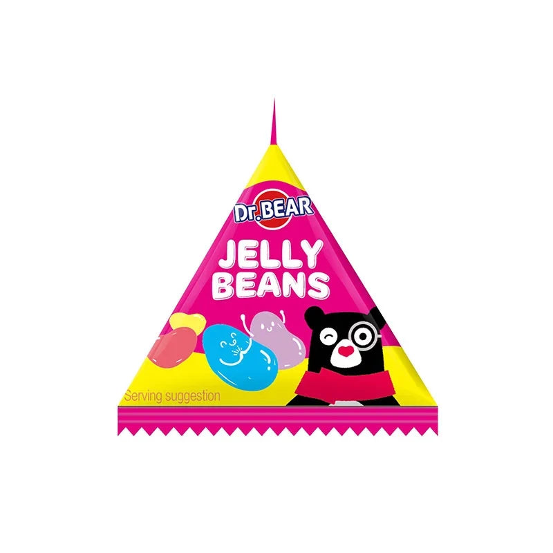 DR.BEAR Jelly Bean fruity snack in 480g bag, colorful assorted candies for dry grocery and confectionery enjoyment.