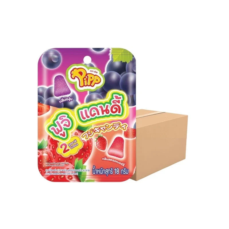 PIPP Pipp Fuji Candy Strawberry and Grape flavor pack, 18g x12 pcs, dry grocery snacks confectionery.