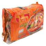 WAIWAI Instant Noodles Tomyum Kung dry grocery pack with 10x60g servings, featuring spicy and tangy Thai flavor noodles.