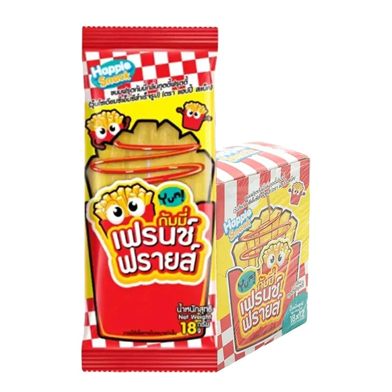 HAPPIE SNACK Fruit Gummy pack with 12 individual 18g servings, colorful gummy candies for snack and confectionery enjoyment.
