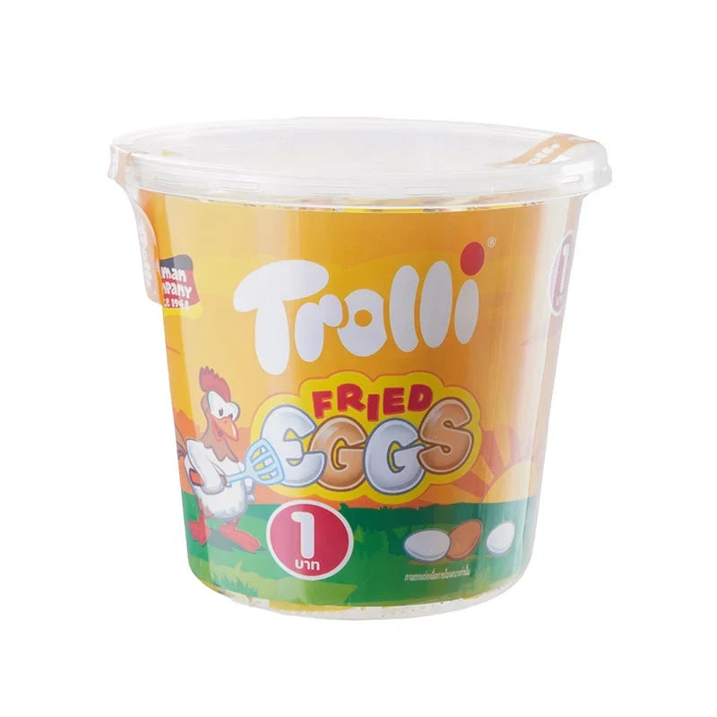Trolli Gummy Fried Eggs candy in 184g bag, colorful gummy snacks shaped like fried eggs, from Trolli confectionery collection