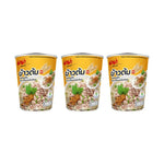 Mama Rice Porridge with pork, garlic, and pepper in dry grocery cup, ready to serve.