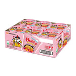 Samyang Buldak Cup Ramen Carbonara 80g x6, dry grocery product with packaged instant ramen cups featuring creamy carbonara flavor.