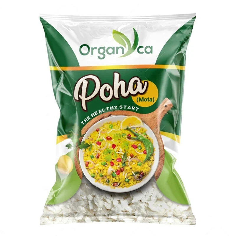 Alpine Organyca Poha 500g package of dry grocery with a clear view of the branded label on the front.