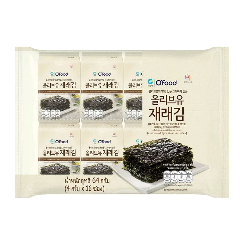 Daesang Deasang seaweed olive oil laver snack 4g x16 pack, dry grocery, Korean seaweed snack with olive oil flavor