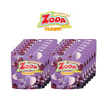 Zoda Wow Gummy Snacks in grape flavor, 12 packs of 45g each, colorful chewy confectionery in a clear bag