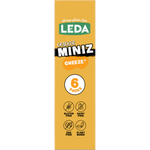 Leda Cracker Miniz Cheeze confectionery snack featuring small cheesy crackers in a colorful package.
