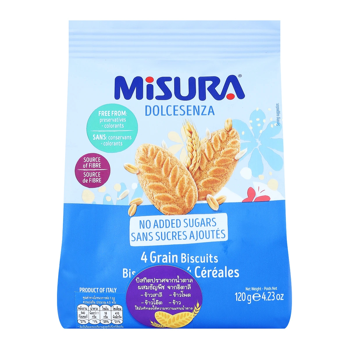 Misura Dolcesenza biscuit, a confectionery snack with a crispy, golden-brown biscuit piece shown in the image.