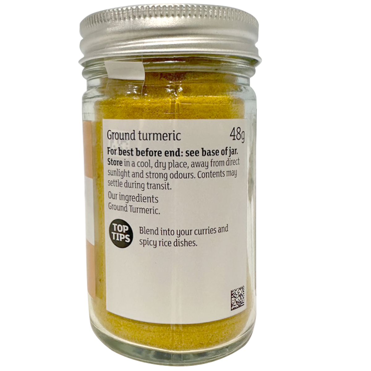 Sainsbury's Ground Turmeric in a spice jar, showcasing bright yellow ground turmeric powder for cooking and seasoning.