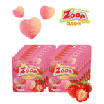 Zoda Wow Gummy Strawberry flavored snacks in 12 packs of 45g each, colorful gummy candies in resealable bags.