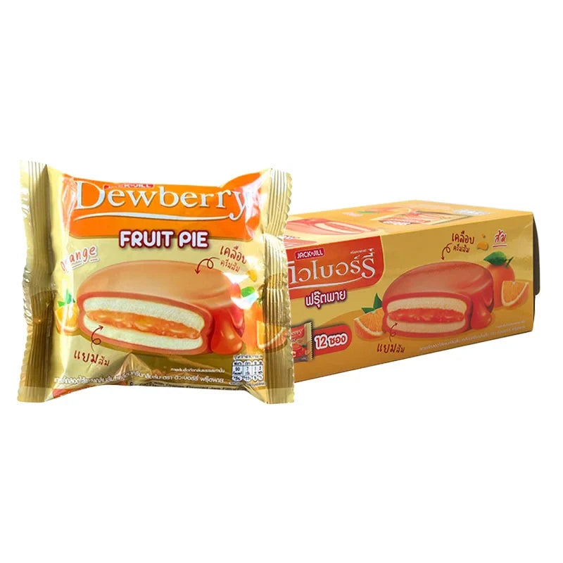 Dewberry Fruit Pie Coating Orange 18.5g dry snack packet, featuring vibrant orange flavor and branding on the packaging.