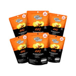 Rise Buddy Crispy Rice Snacks in a clear bowl, showing golden rice puff treats from the RISE BUDDY snack brand.