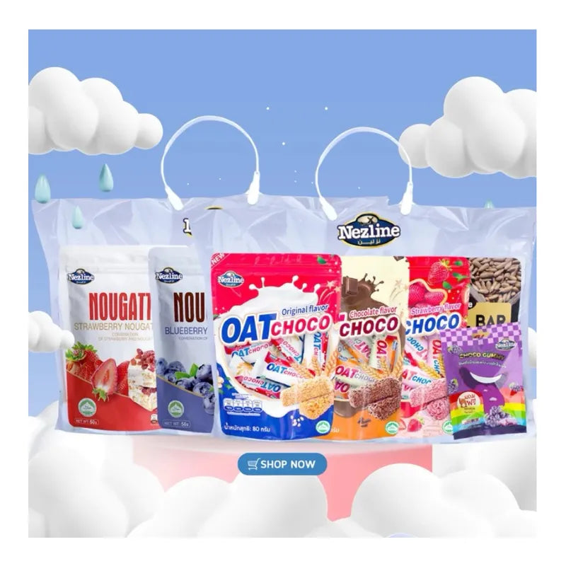 Nezline Nougatto oat chocolate and nut crisp snack in 80g package, featuring crunchy oats, chocolate, and nut pieces.