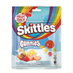 Colorful Skittles Gummy Yogurt Fruit candies in a bowl, showcasing vibrant, fruity gummy snacks from Skittles.