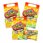 GRINNY Pectin Gummy Star snacks in lime and orange flavors, 15g x3, featuring colorful star-shaped candies in a bright snack pack.