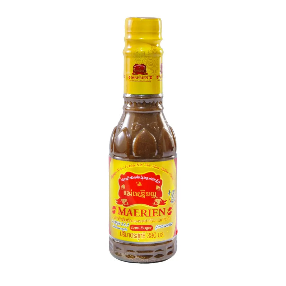 PLARAMAERIEN Plaramaerien Pla-ra fermented fish sauce in a 380ml bottle, shown in a pack of 24, ideal for Asian cooking.