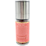 Happy Mate Himalayan Pink Salt in a clear container, showcasing its coarse pink crystals for culinary use.